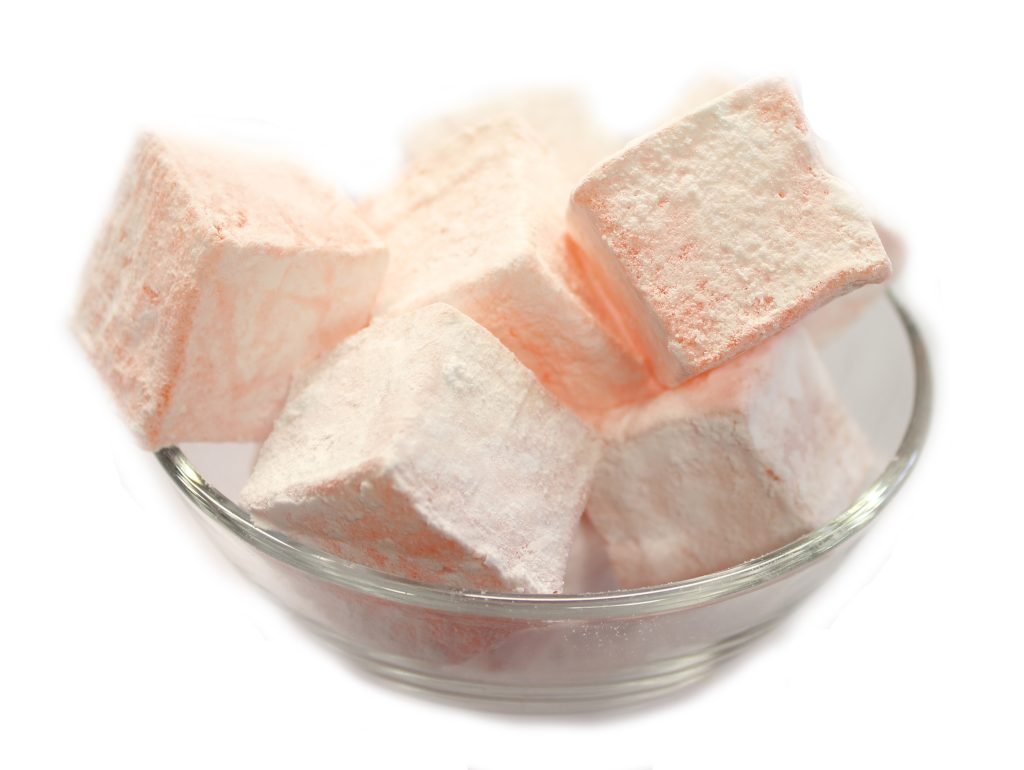 Orange Turkish Delight covered with icing sugar