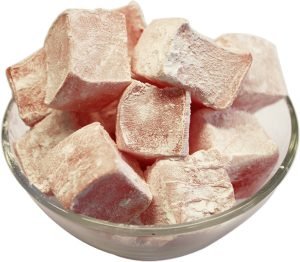 Rose Turkish Delight with Icing Sugar