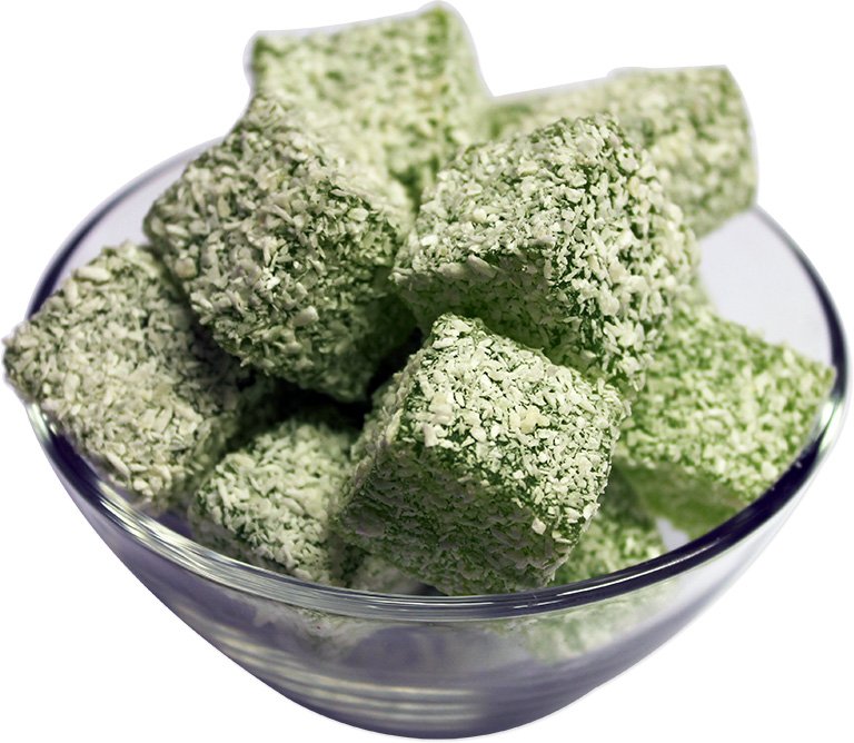Mint Turkish Delight with Icing Sugar